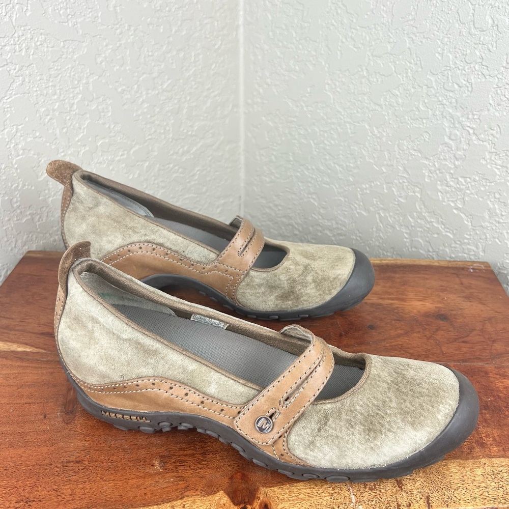 Merrell Plaza Bandeau Leather Mary Jane tan slip on